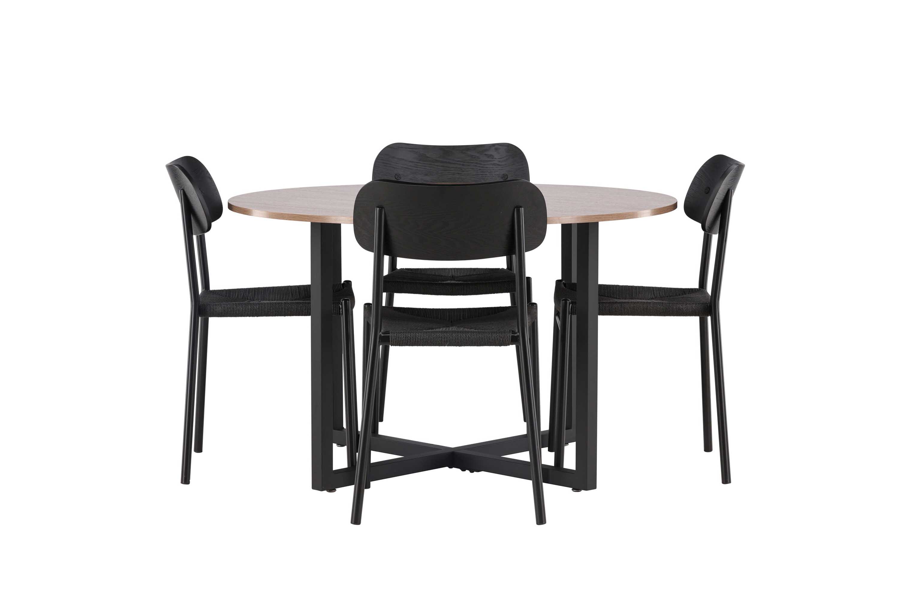 Venture Design Durango & Polly spisebordssæt Sort/valnød 4 stole og borde 120 cm
