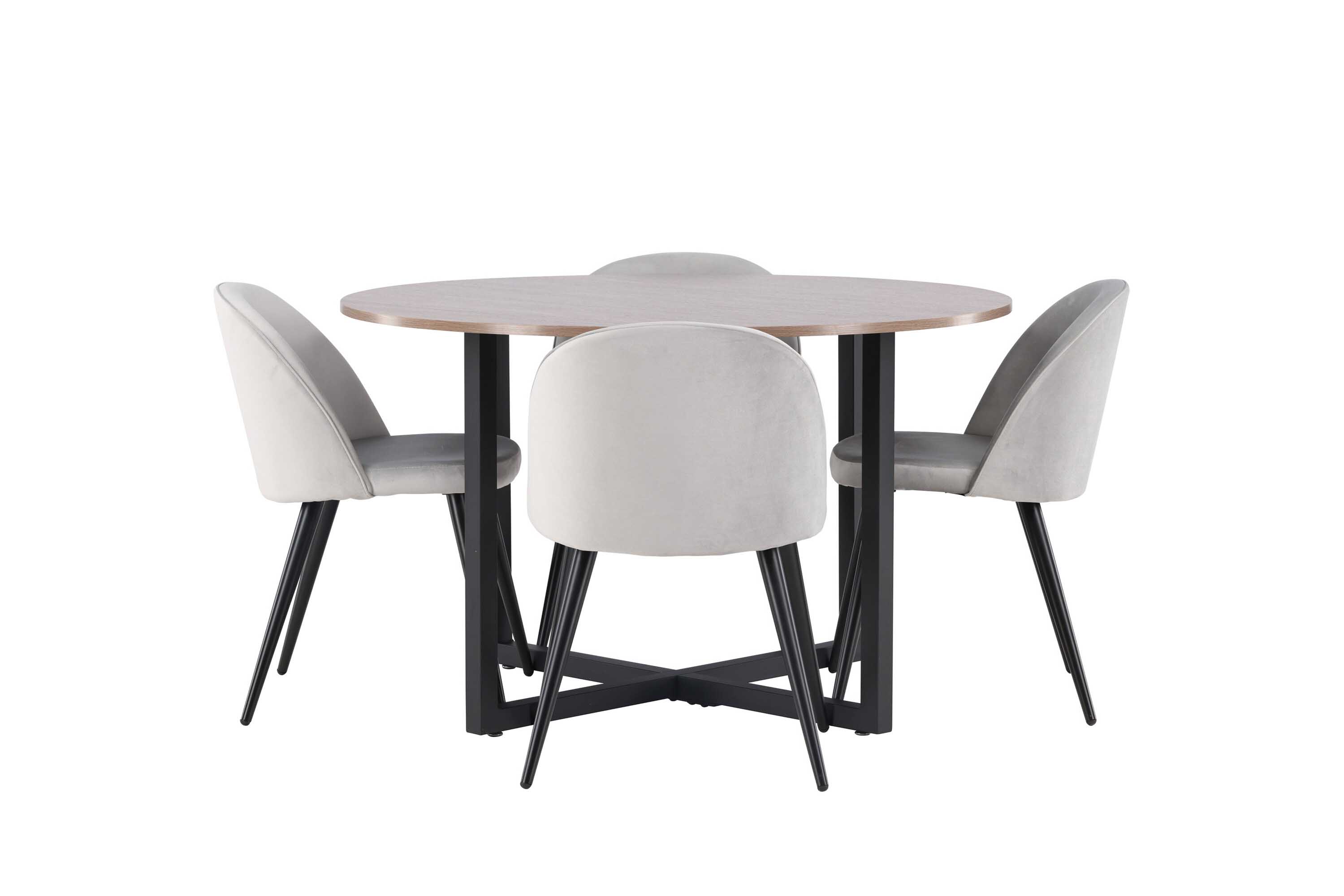Venture Design Durango & Velvet spisebordssæt Grå/valnød 4 stole og borde 120 cm