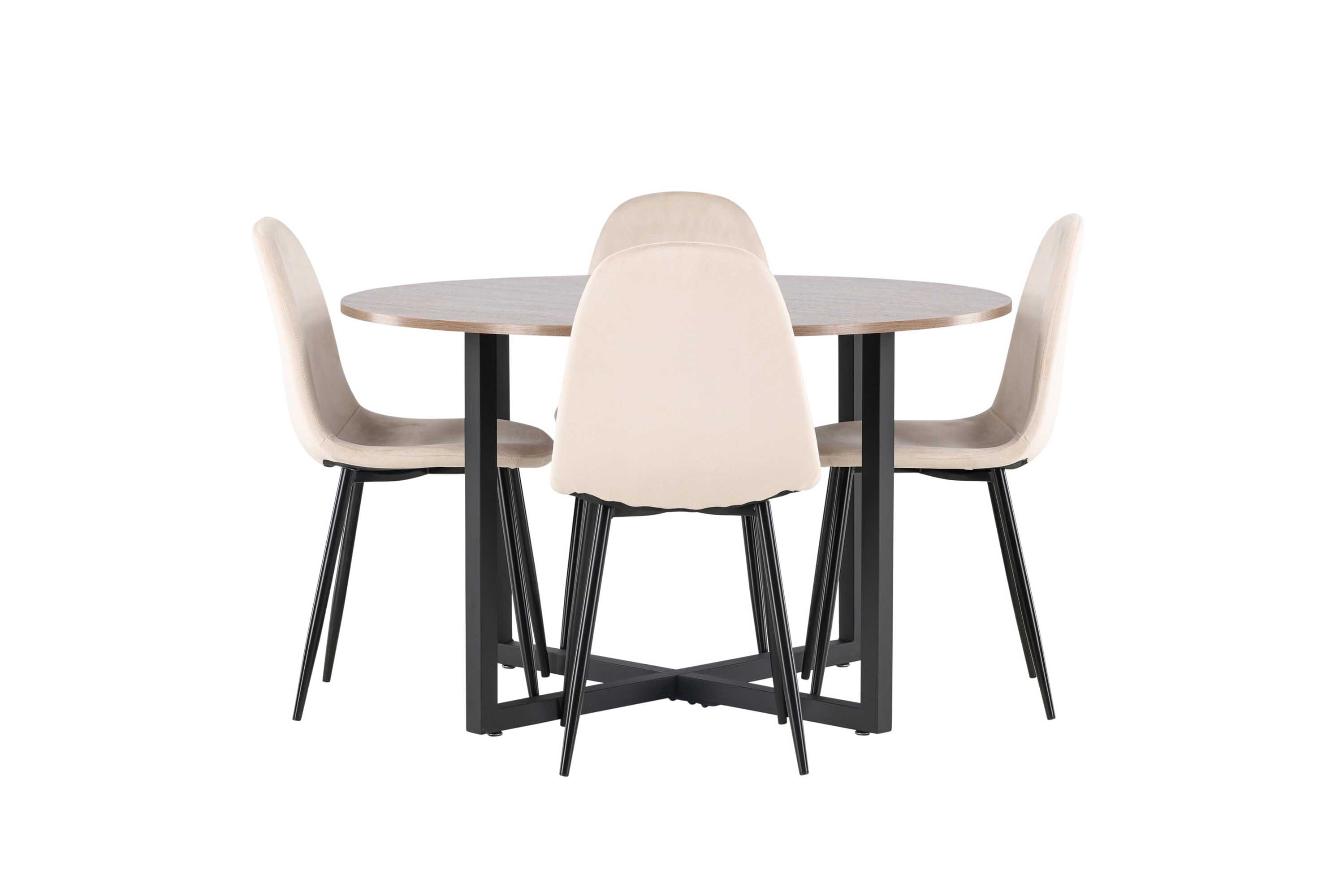 Venture Design Durango & Polar spisebordssæt Beige/valnød 4 stole og borde 120 cm