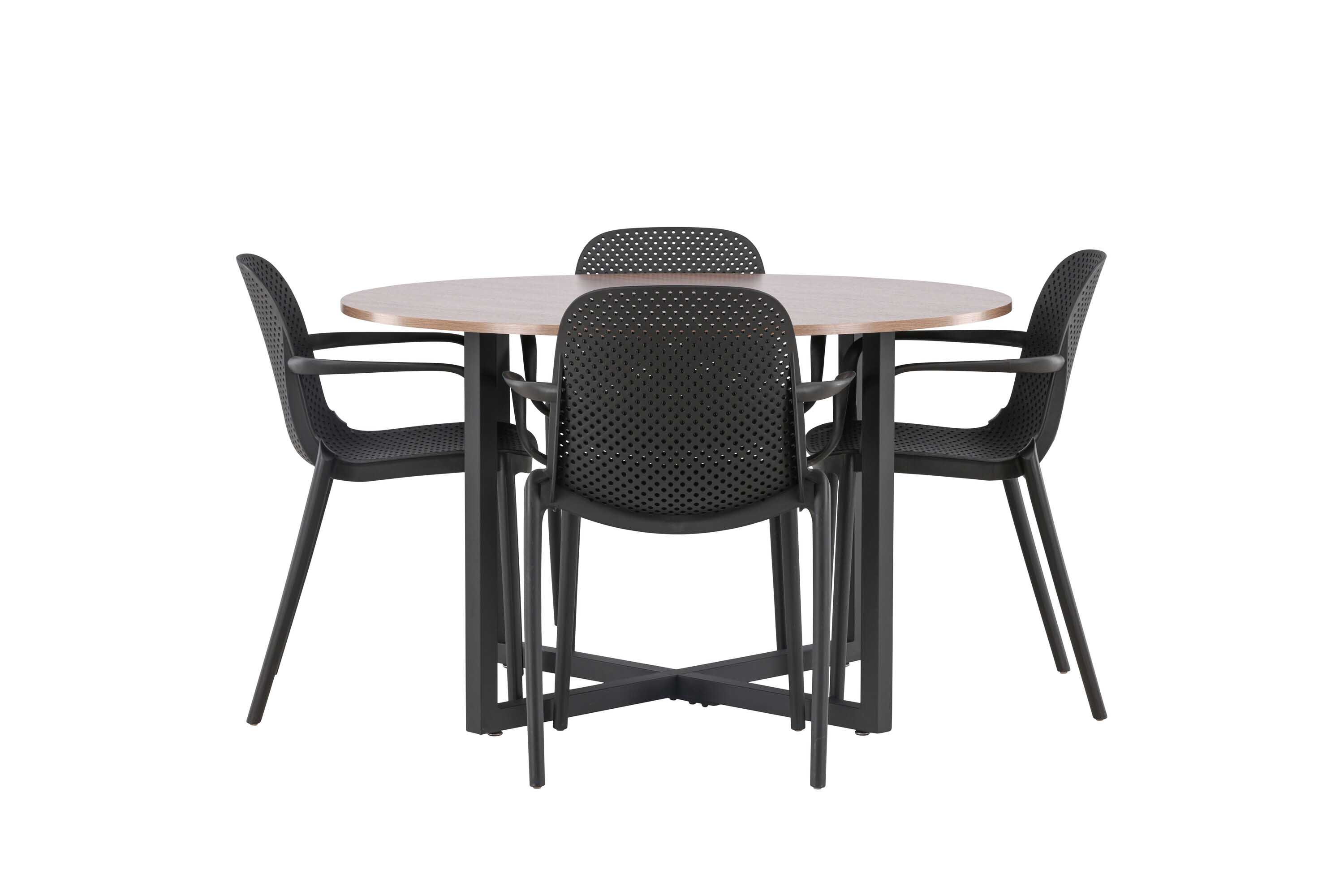 Venture Design Durango & Baltimore spisebordssæt Sort/valnød 4 stole og borde 120 cm