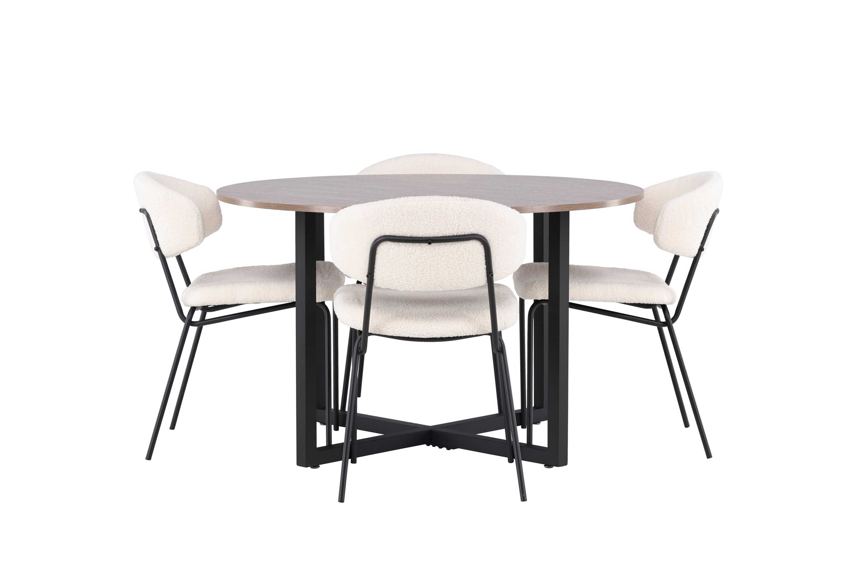 Venture Design Durango & Chico spisebordssæt Hvid/valnød 4 stole og borde 120 cm