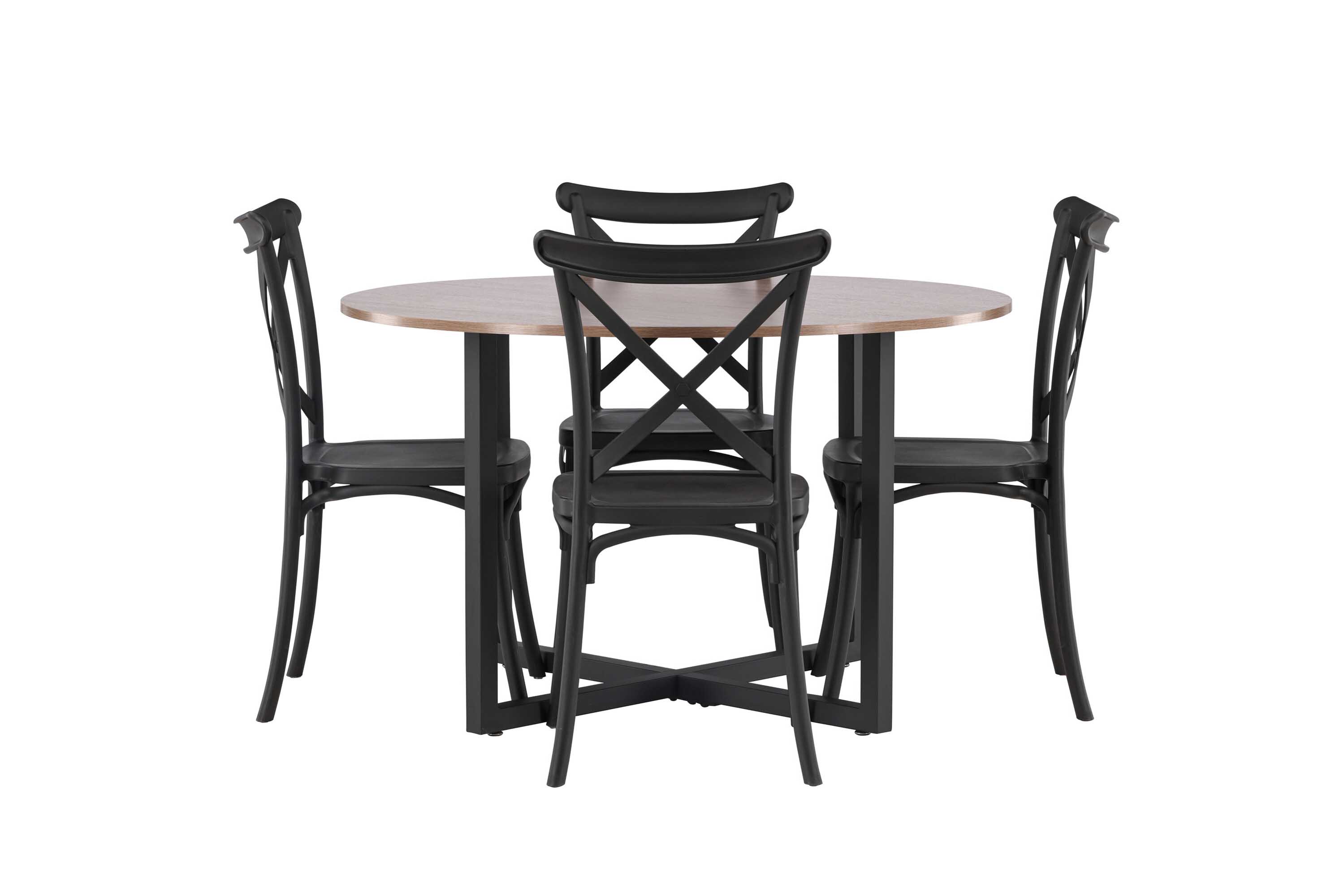 Venture Design Durango & Crosett spisebordssæt Sort/valnød 4 stole og borde 120 cm