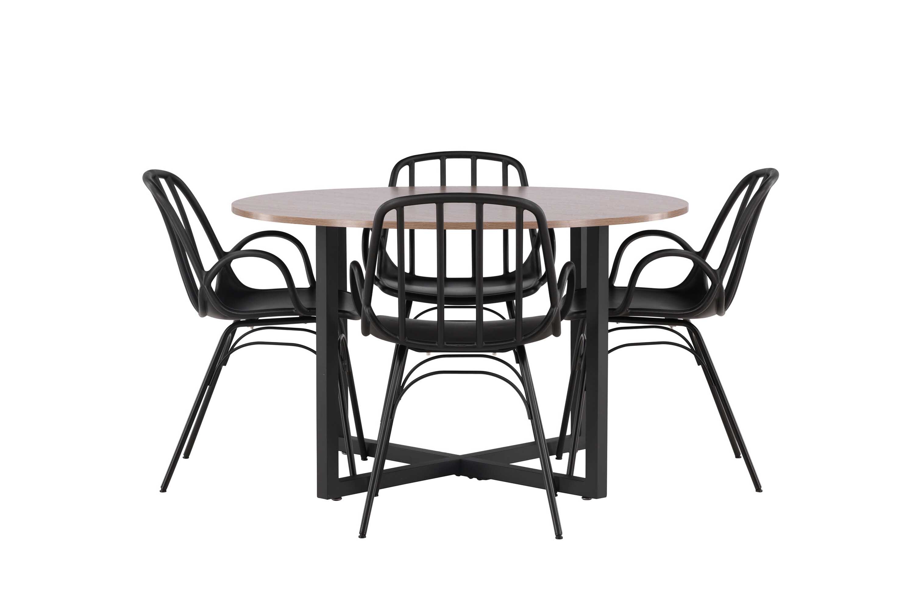 Venture Design Durango & Dyrön spisebordssæt Sort/valnød 4 stole og borde 120 cm