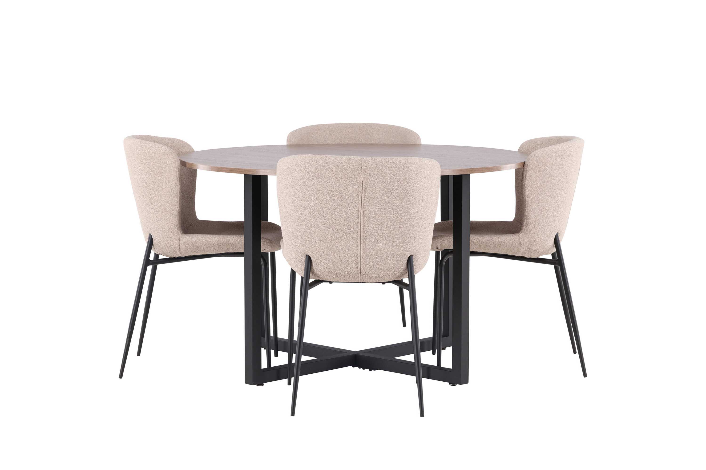 Venture Design Durango & Modesto spisebordssæt Beige/valnød 4 stole og borde 120 cm