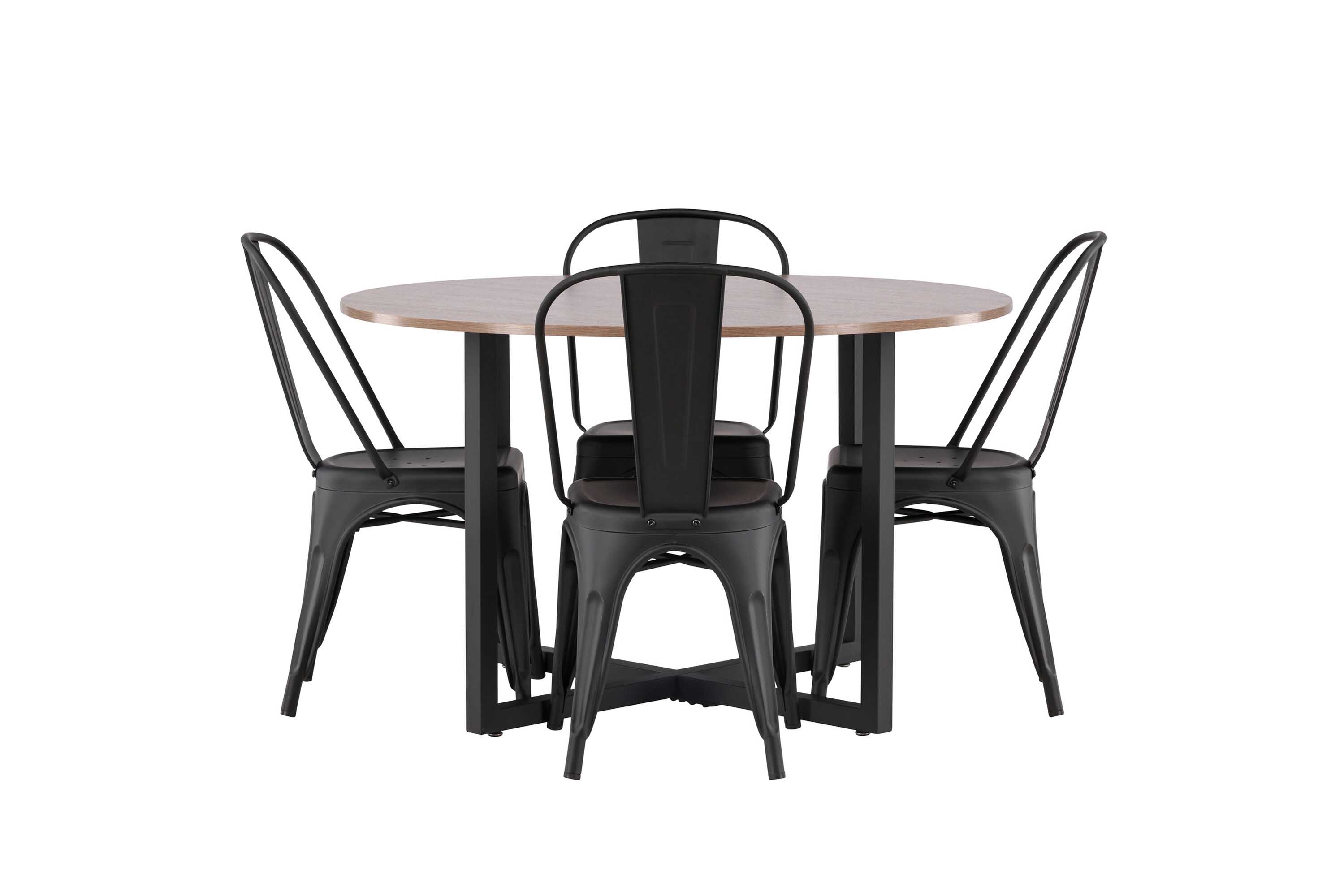 Venture Design Durango & Tempe spisebordssæt Sort/valnød 4 stole og borde 120 cm