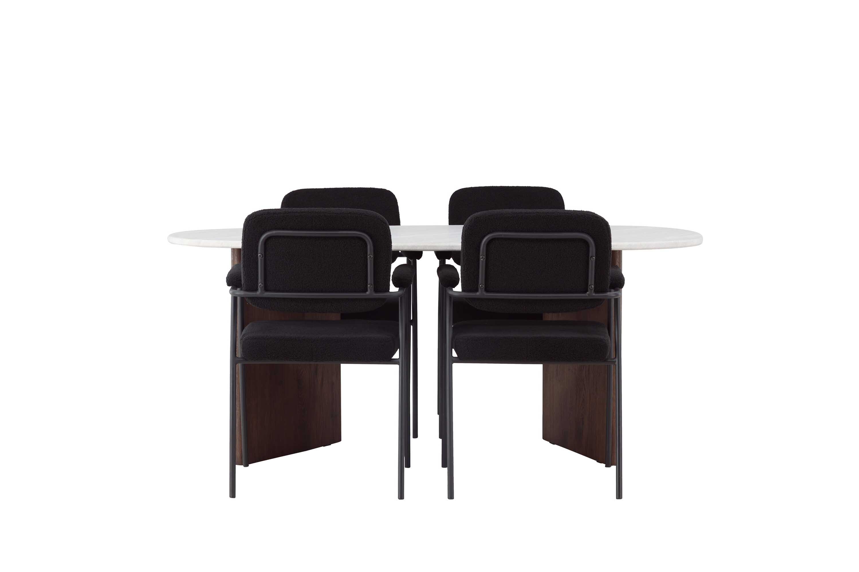 Venture Design Grönvik & Yesterday spisebordssæt Sort/lysegrå 4 stole og borde 180 x 90 cm