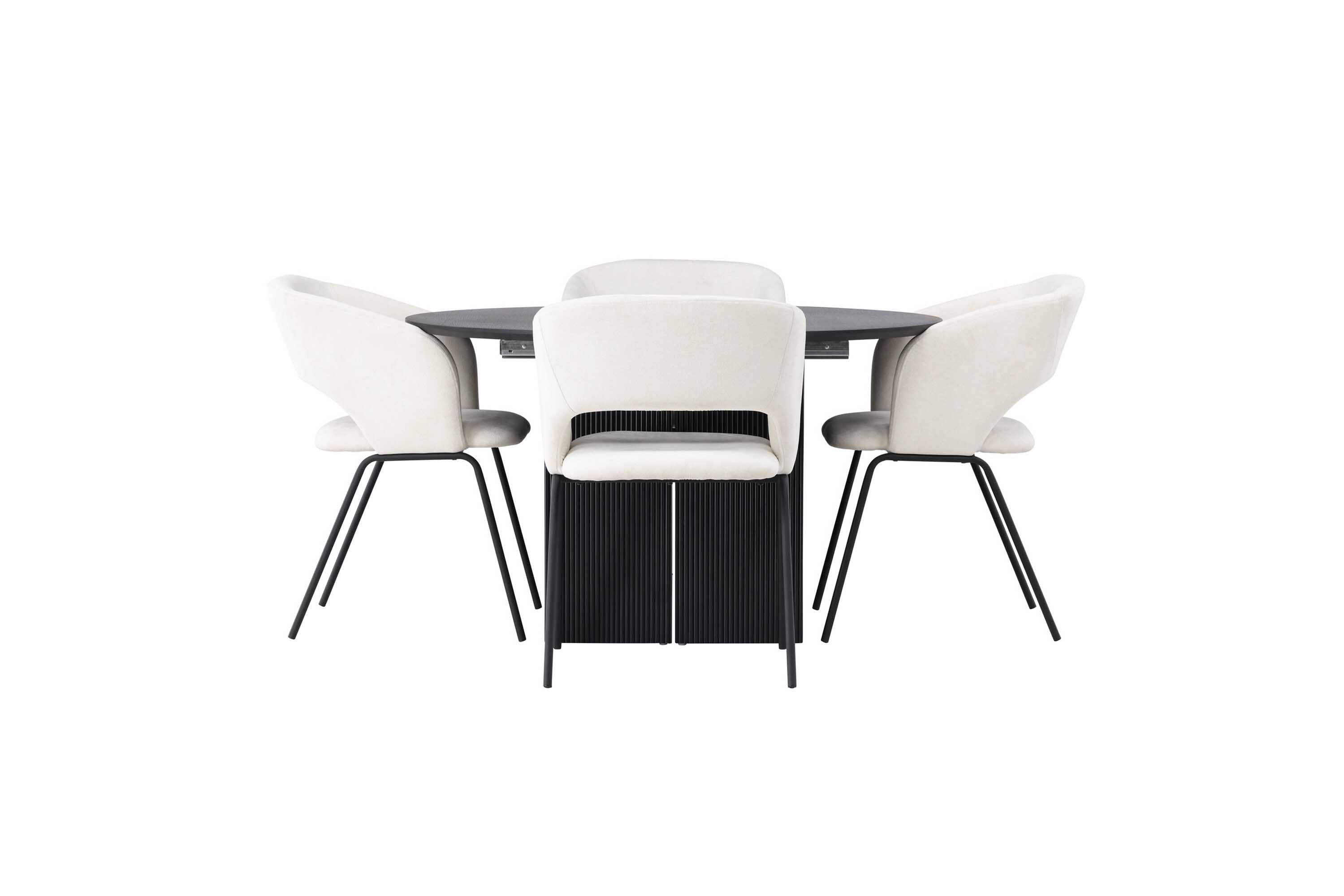 Venture Design Matilda & Day spisegruppe Offwhite/svart 4 stoler & bord 130 cm