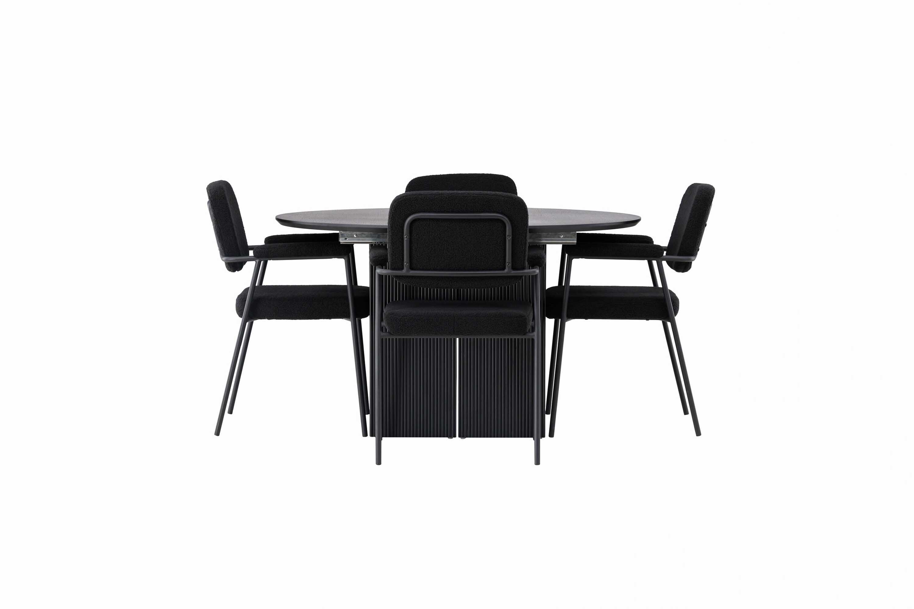 Venture Design Matilda & Yesterday spisebordssæt Sort/sort 4 stole og borde 130 cm