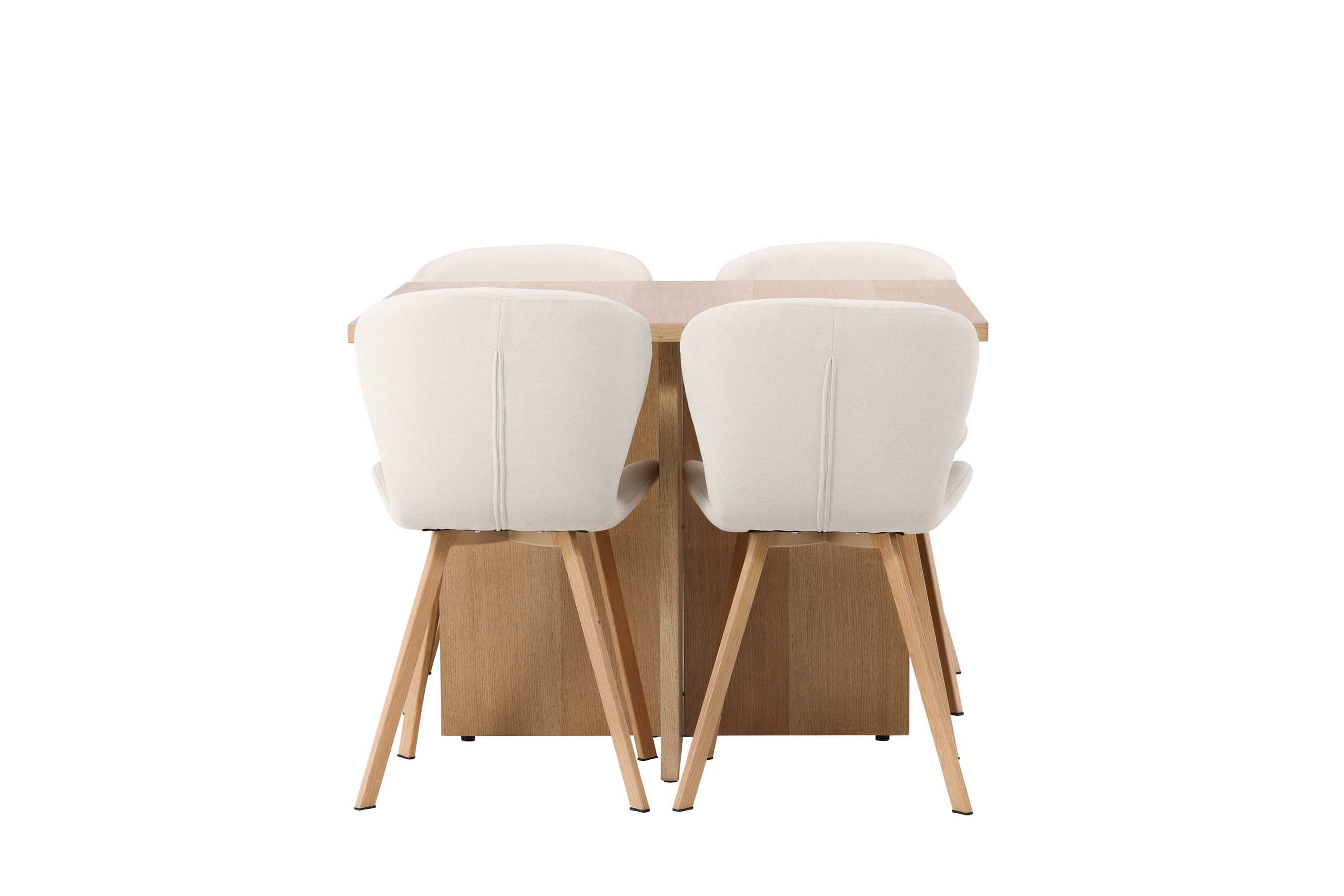 Venture Design Leo & Lilja spisegruppe Beige/natur 4 stoler & bord 100 x 100 cm