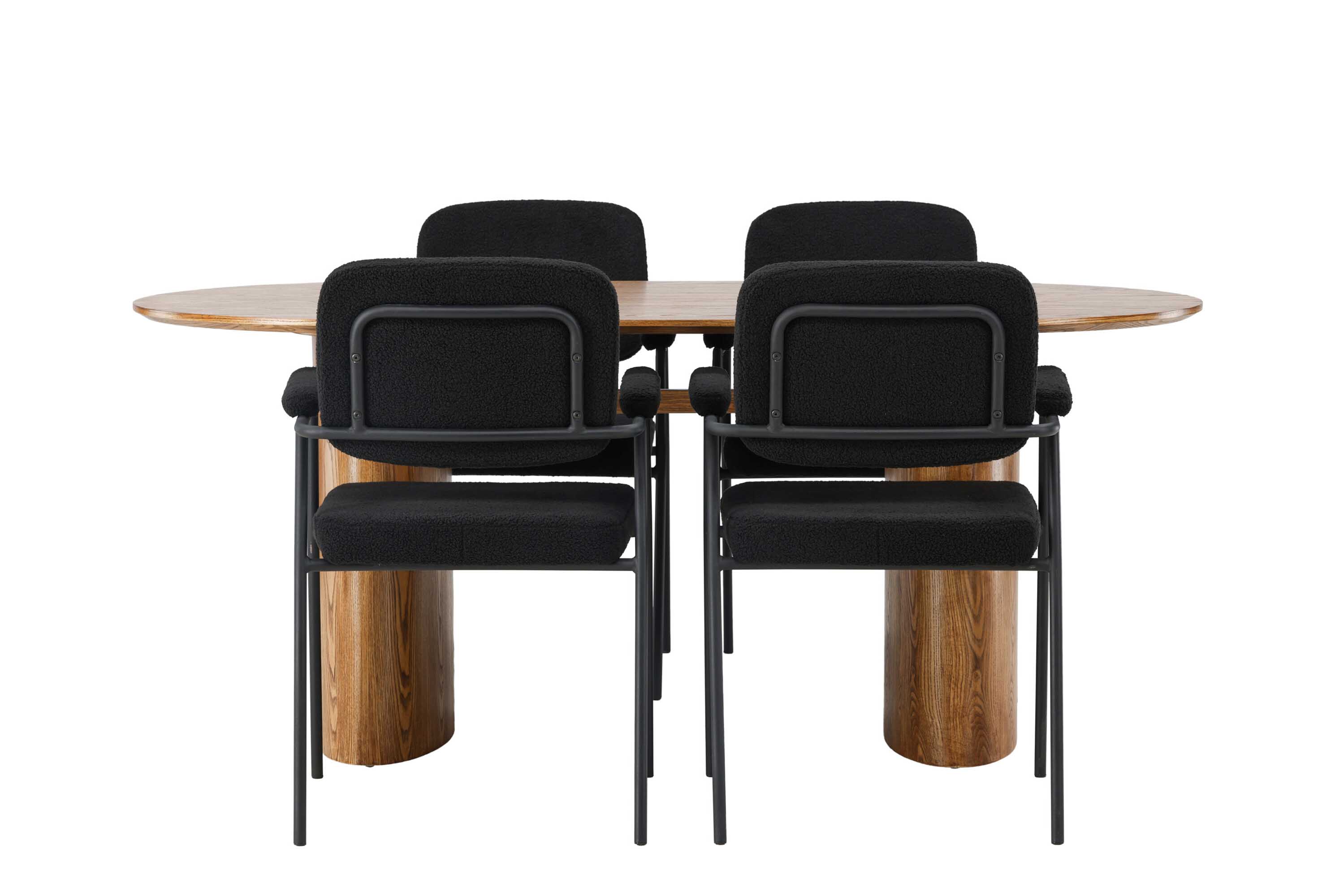 Venture Design Isolde & Yesterday spisebordssæt Sort/natur 4 stole og borde 180 x 90 cm