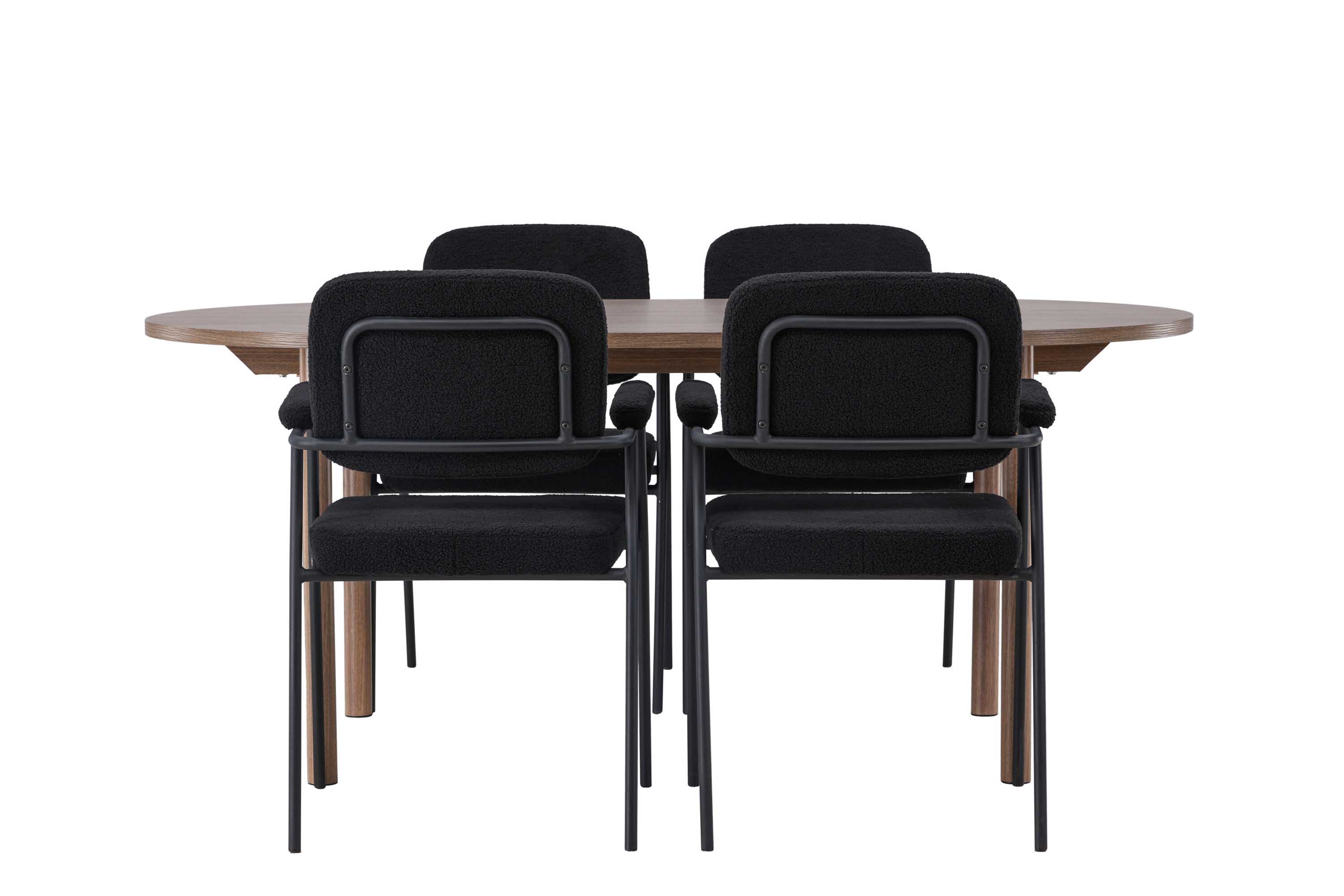 Venture Design Andy & Yesterday spisebordssæt Sort/natur 4 stole og borde 180 x 90 cm