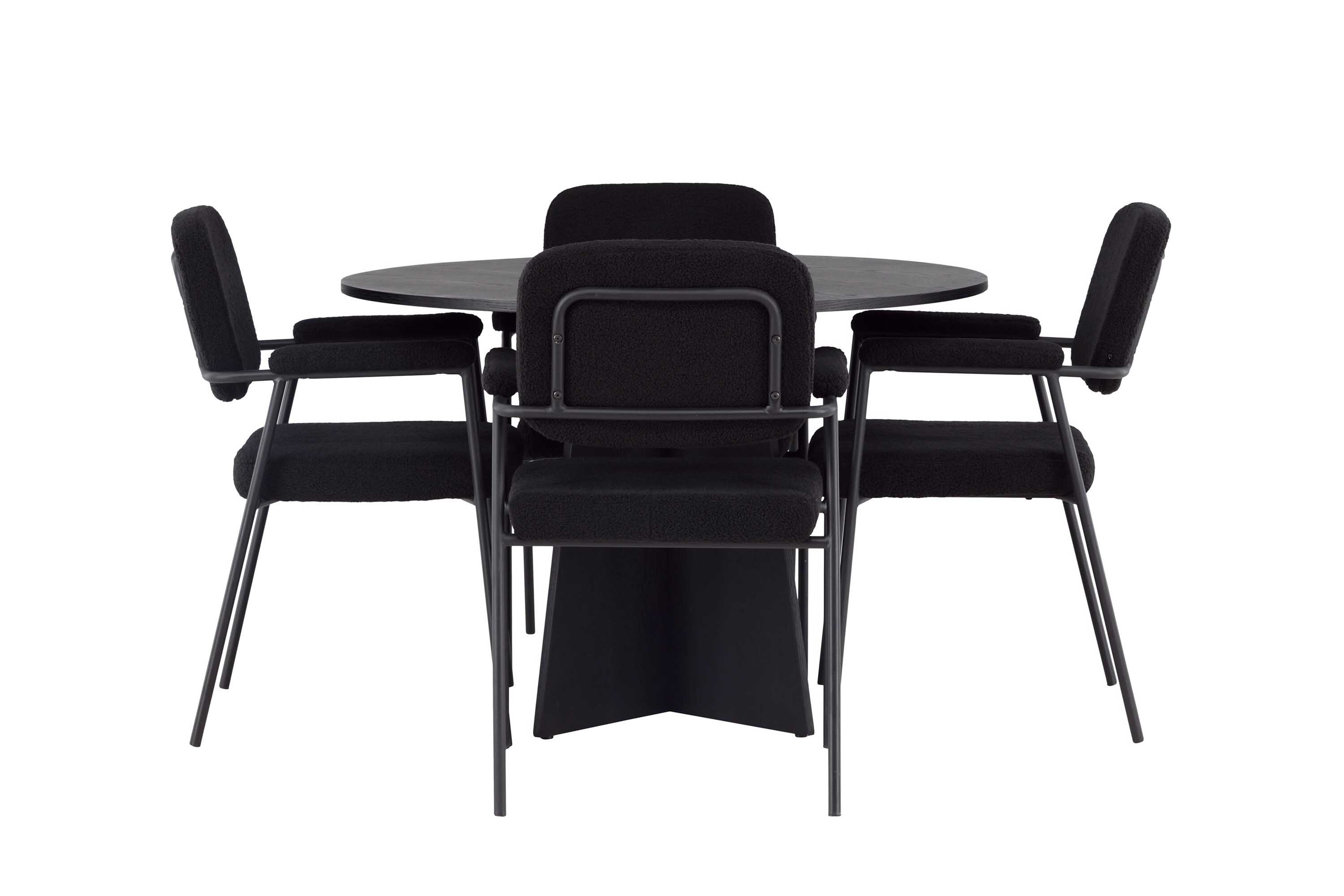 Venture Design Bootcut & Yesterday spisebordssæt Sort/sort 4 stole og borde 110 cm