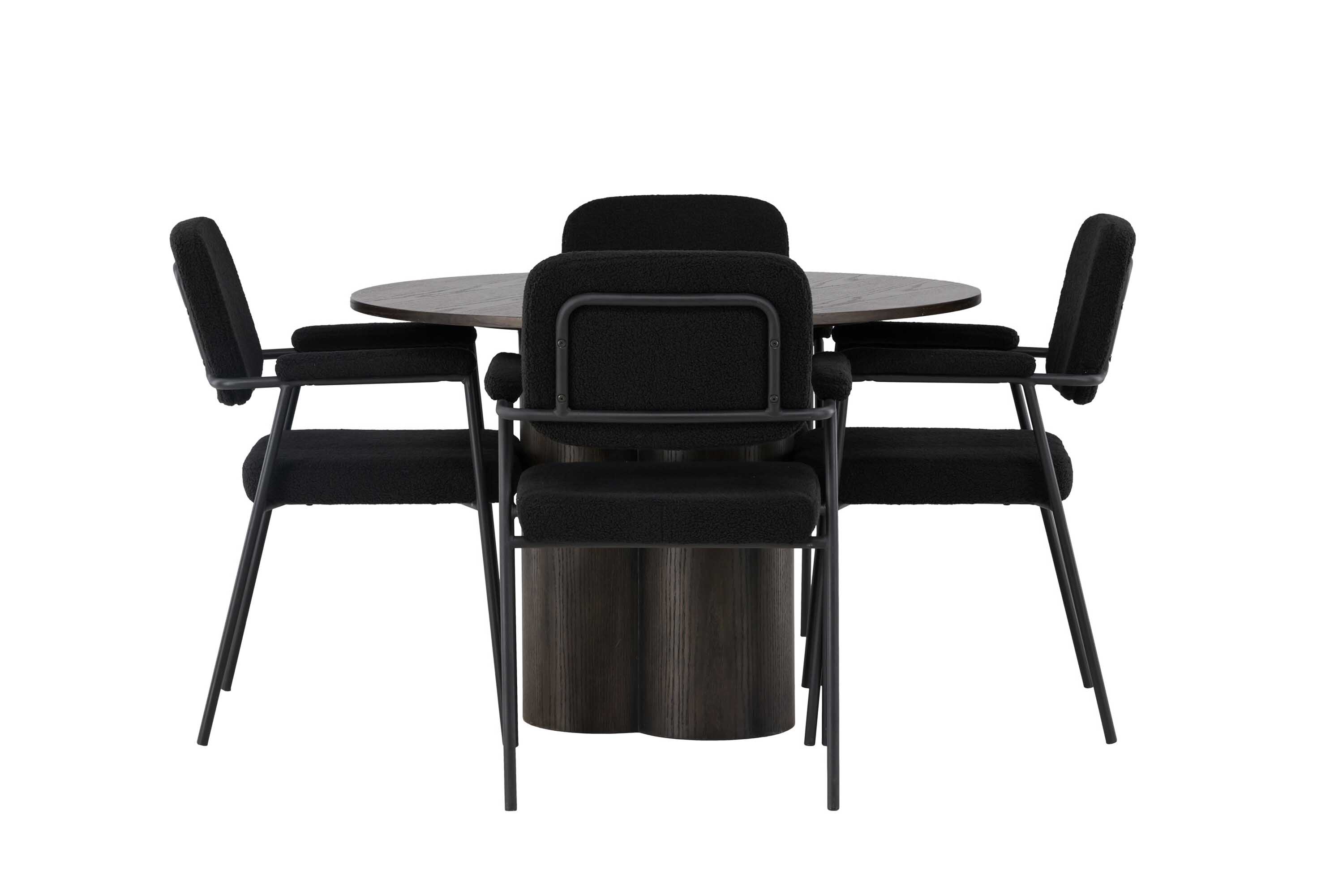 Venture Design Olivia & Yesterday spisebordssæt Sort/mocca 4 stole og borde 110 cm