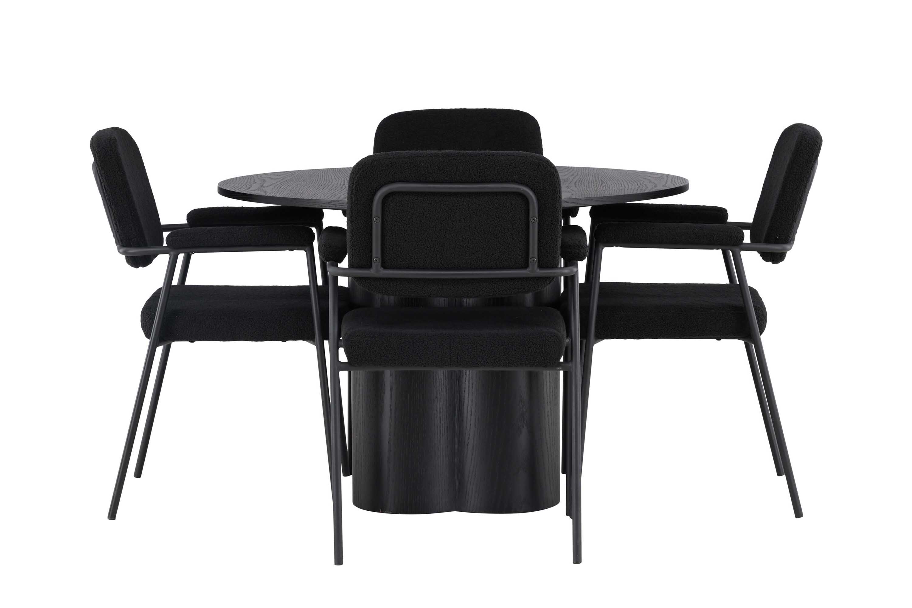 Venture Design Olivia & Yesterday spisebordssæt Sort/sort 4 stole og borde 110 cm
