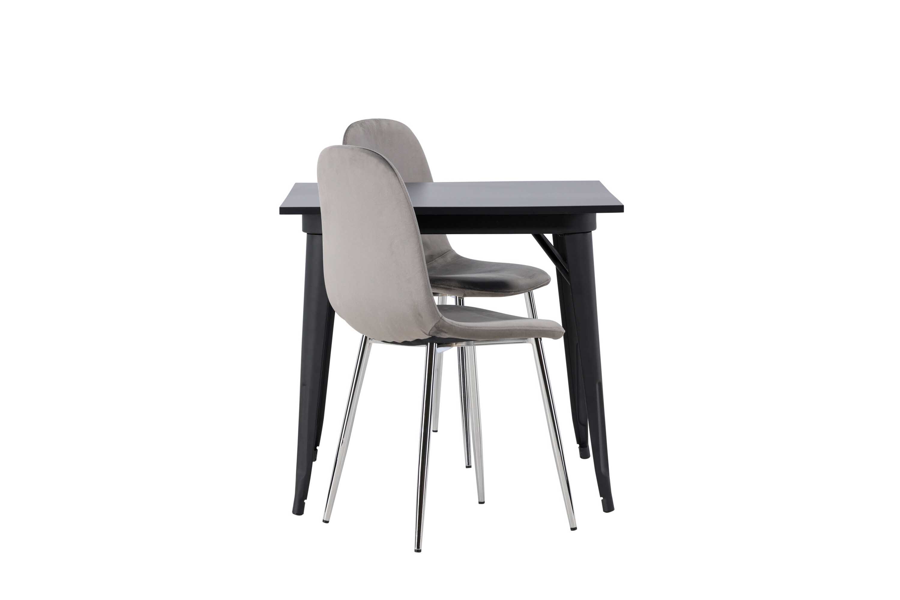 Venture Design Tempe & Eva spisegruppe Lysegrå/svart 2 stoler & bord 80 x 80 cm