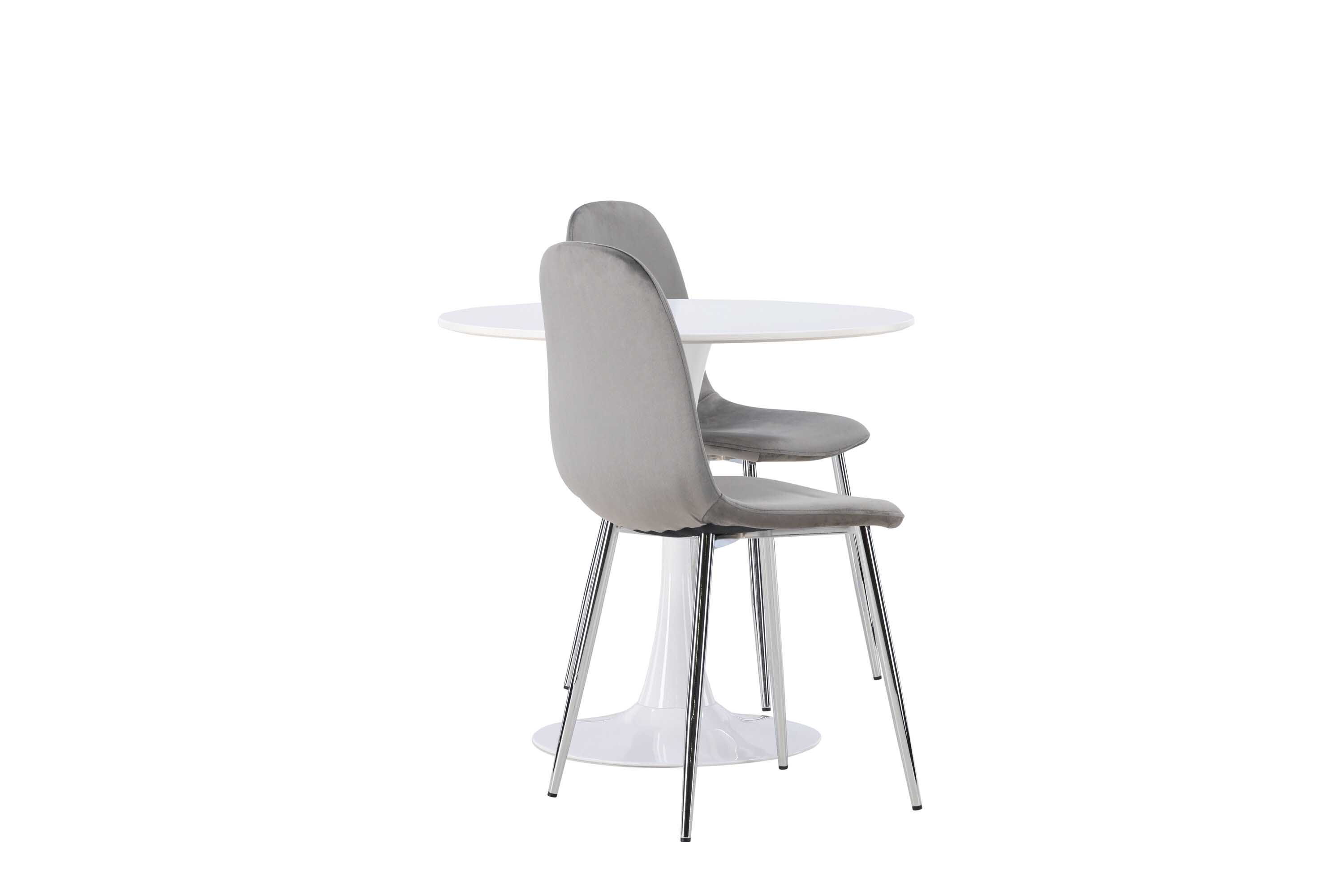 Venture Design Hamden & Eva spisegruppe Lysegrå/svart 2 stoler & bord 80 cm