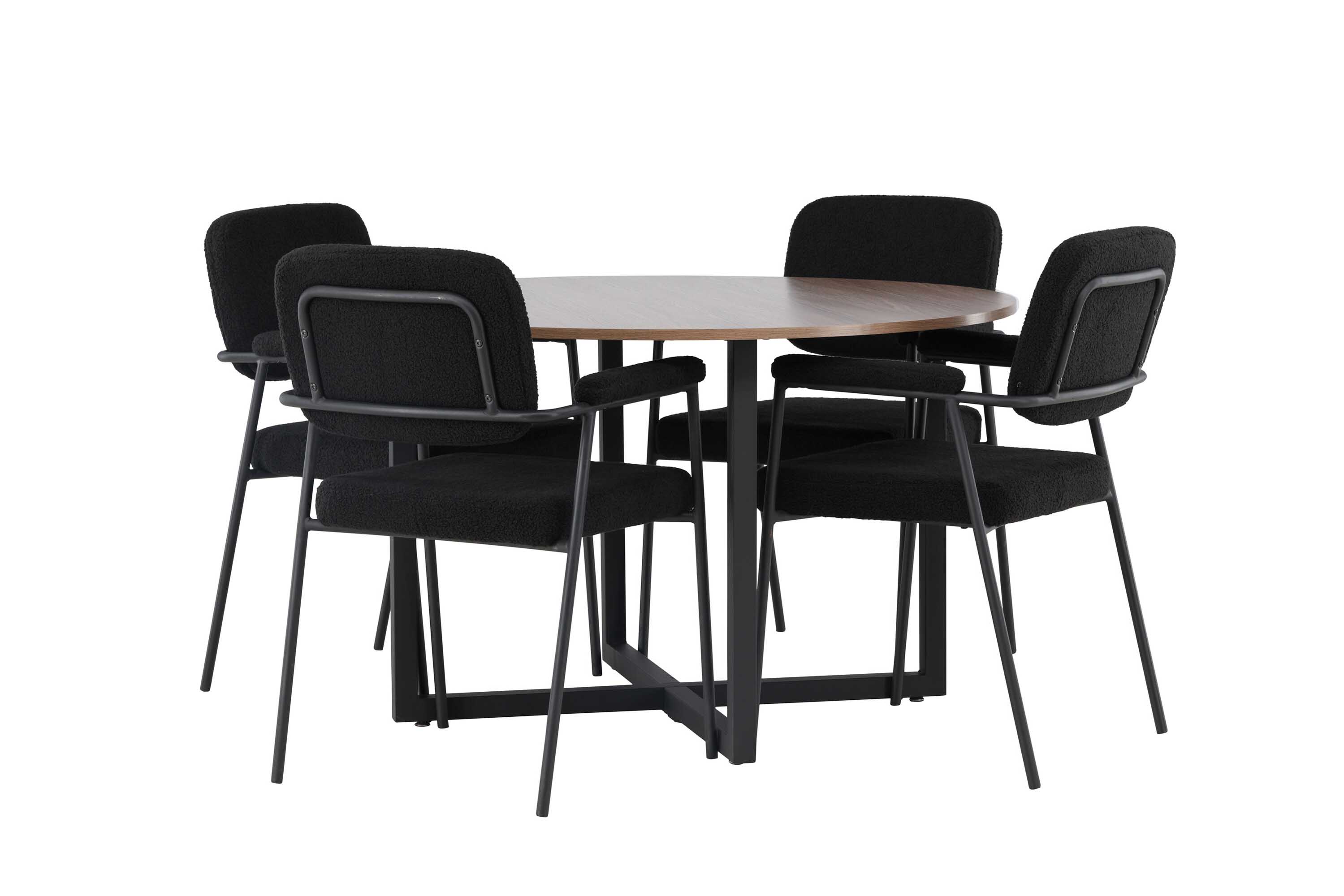 Venture Design Durango & Yesterday spisebordssæt Sort/valnød 4 stole og borde 120 cm