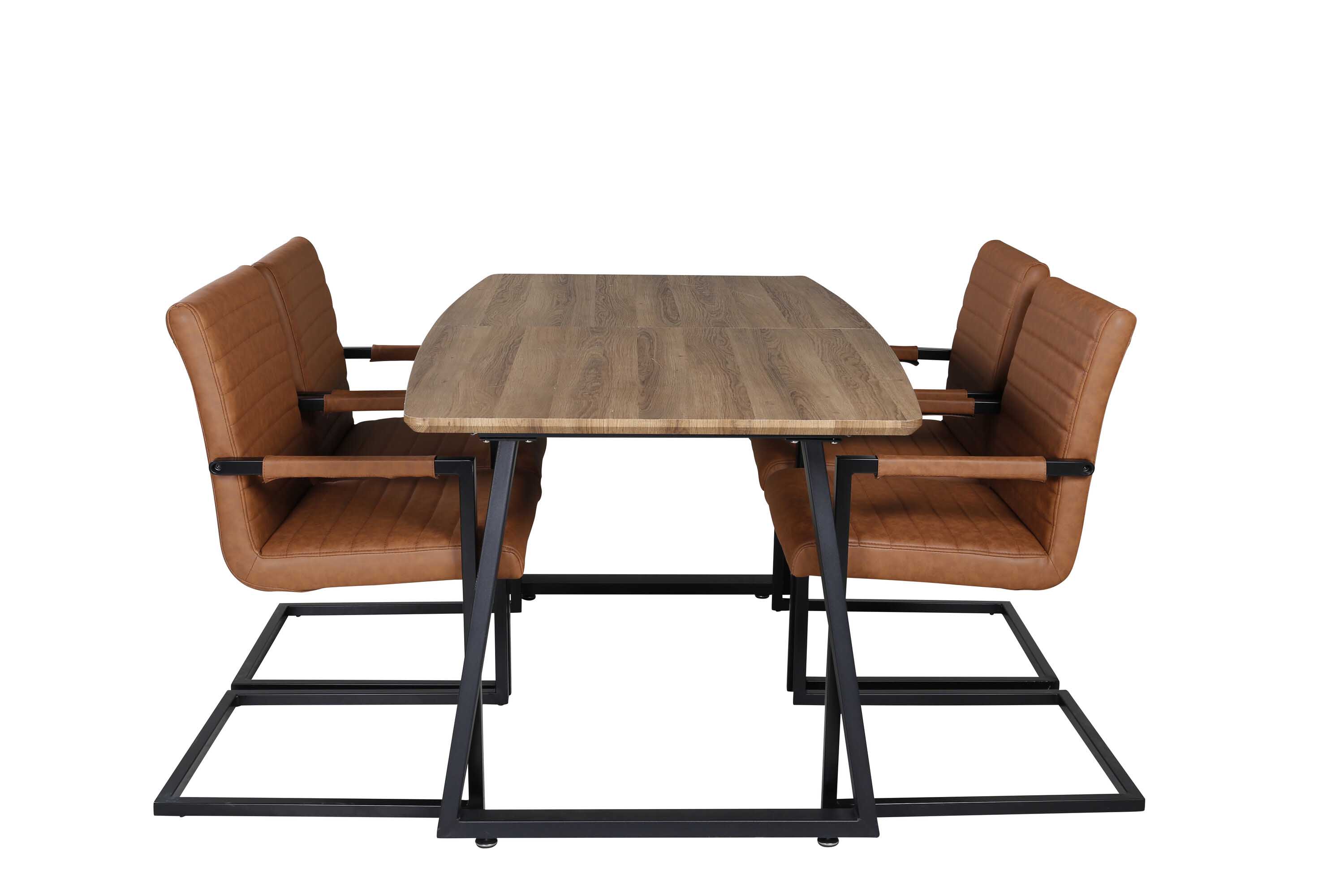 Venture Design Inca & Art spisebordssæt Natur/sort 4 st stole & borde 160 x 85 cm