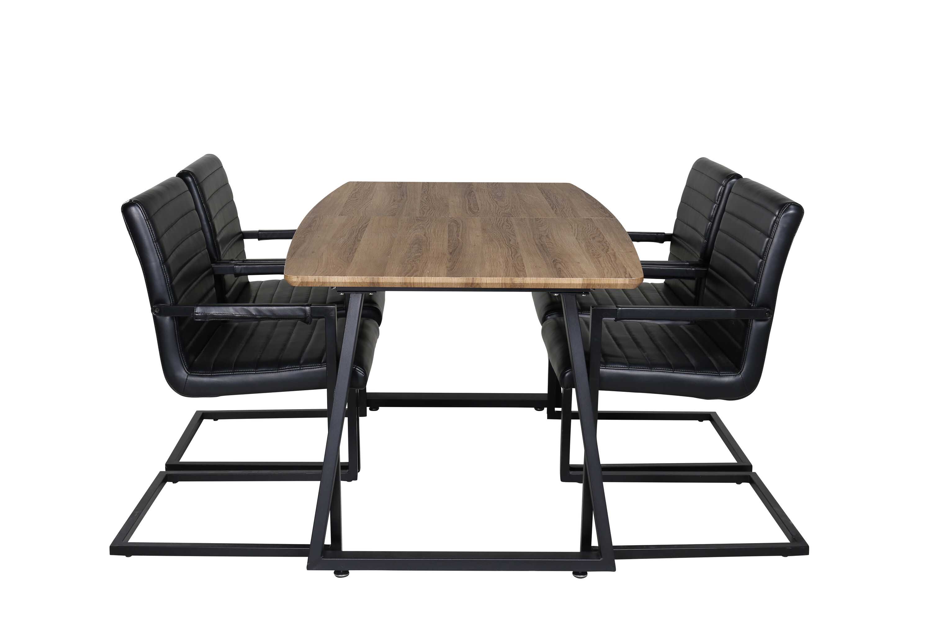 Venture Design Inca & Art spisebordssæt Natur/sort 4 st stole & borde 160 x 85 cm