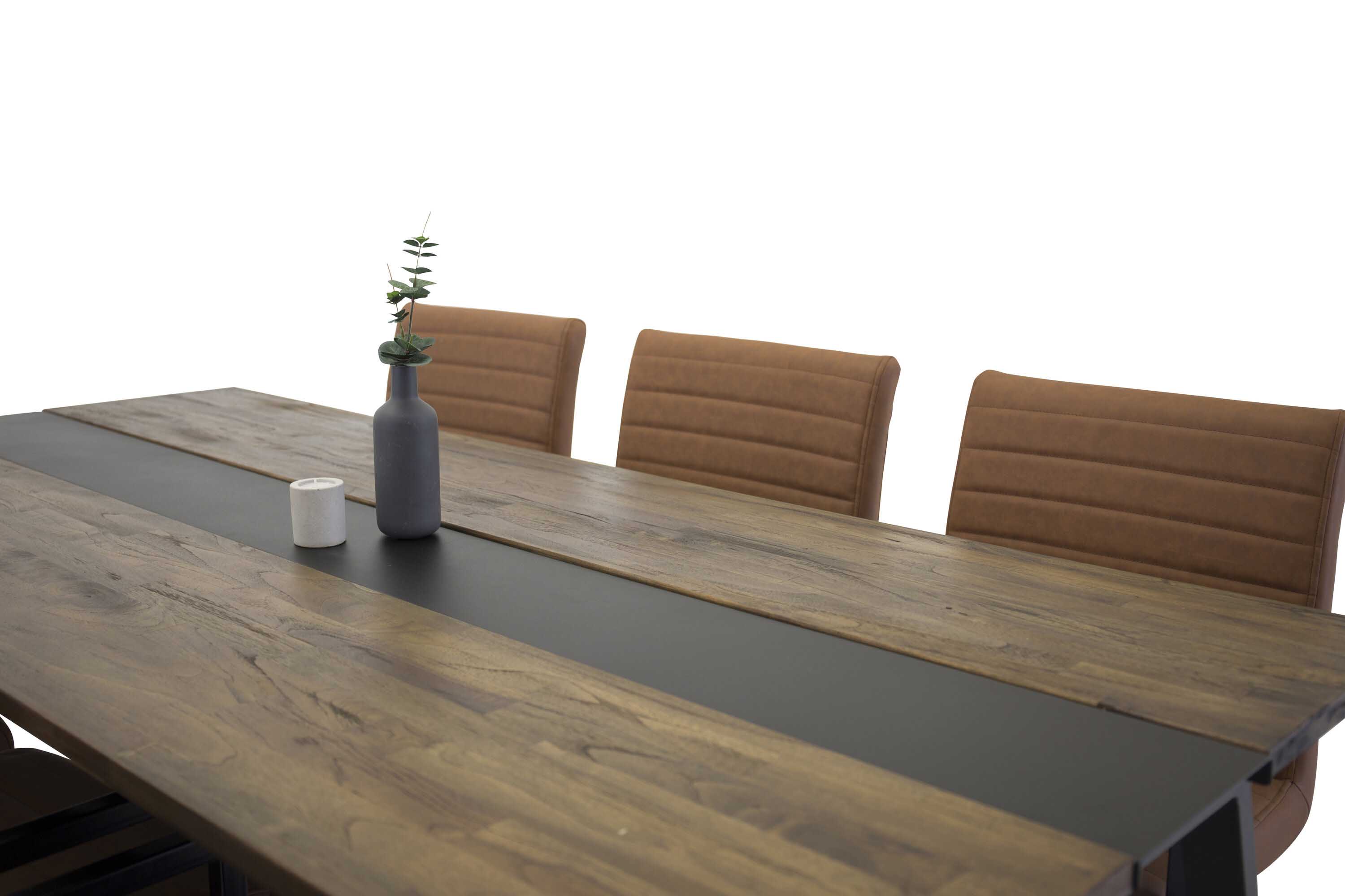 Venture Design Jakarta & Art spisebordssæt Natur/sort 6 st stole & borde 200 x 90 cm