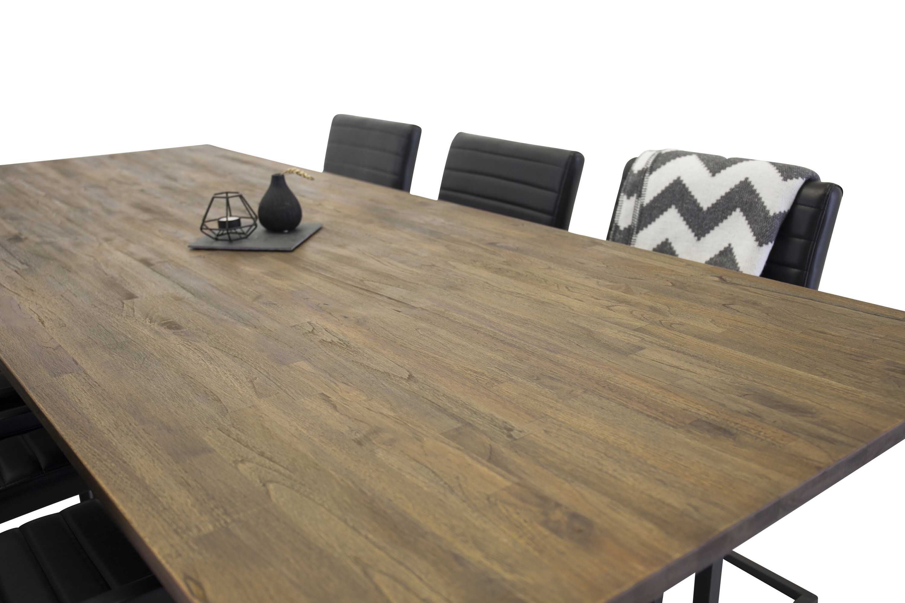 Venture Design Padang & Art spisebordssæt Natur/sort 6 st stole & borde 250 x 100 cm