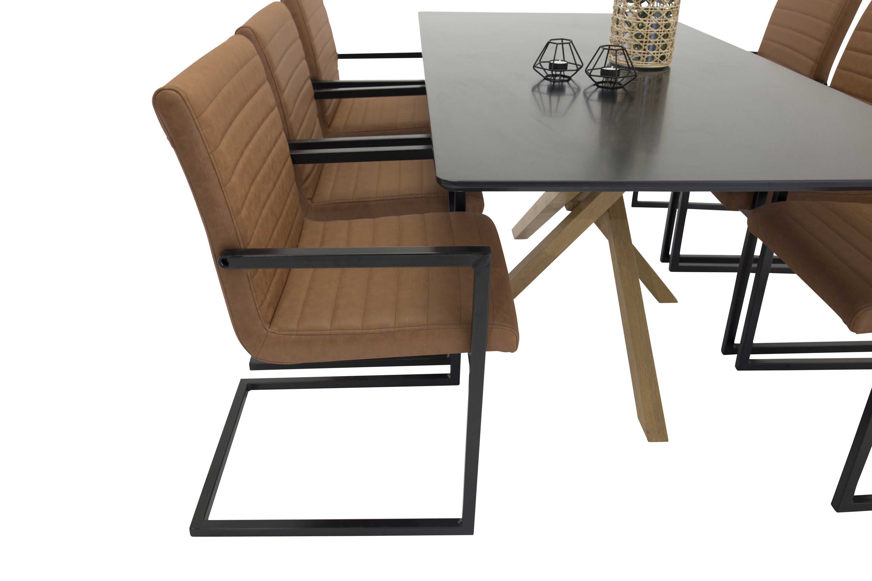 Venture Design Piazza & Art spisebordssæt Sort/sort 6 st stole & borde 180 x 90 cm
