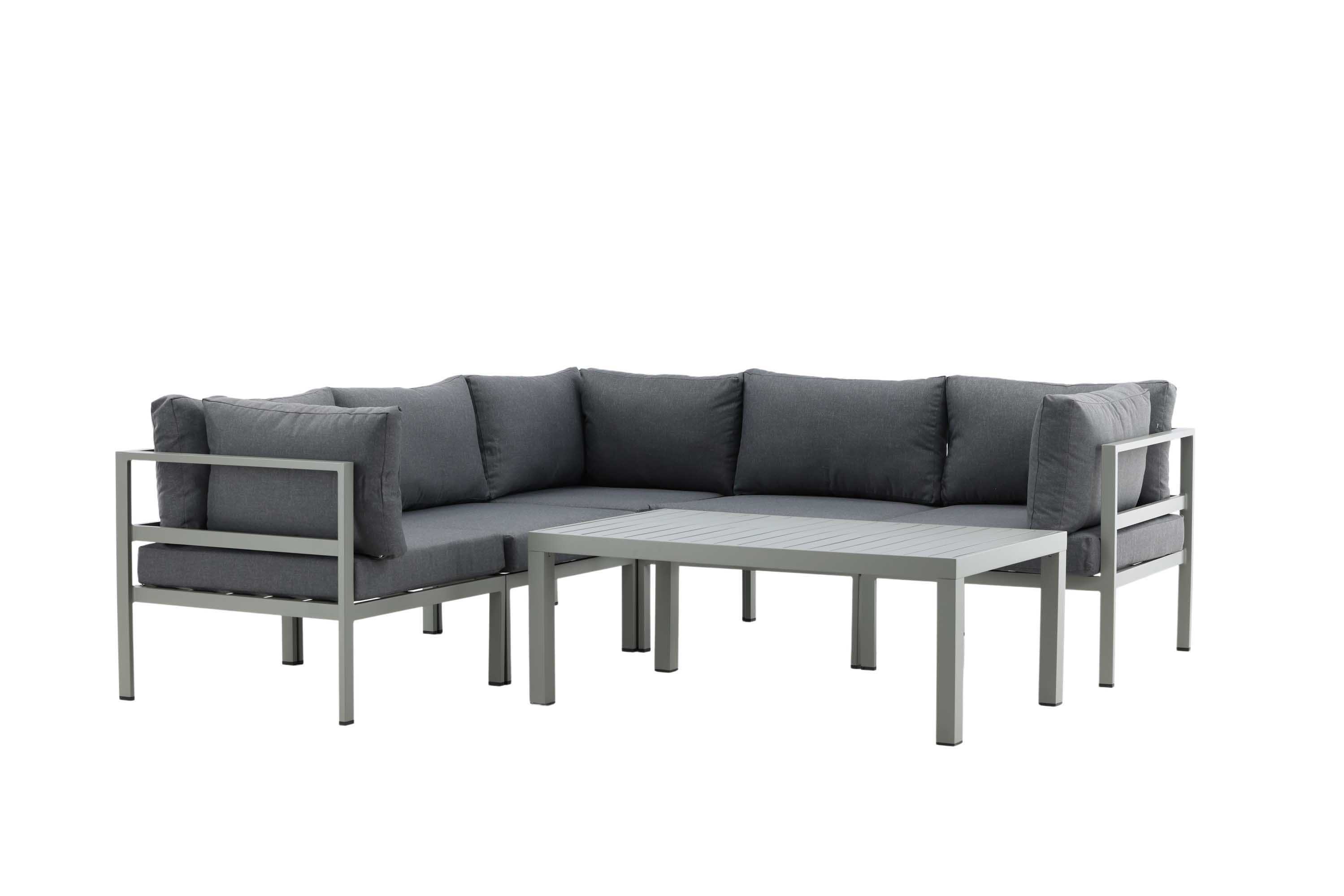 Venture Design Copacabana sofagruppe Khaki med grå pute 3 hjørne, 2 midtdel & bord 120 x 70 cm